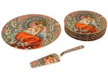 Home Elements Set Da Torta: Piatto Da Torta, 6 X Piatto, Cucchiaio Da Torta, Mucha Scuro