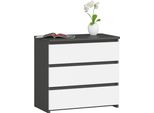 Comò Elegante CL3 Con 3 Cassetti In Grafite E Bianco