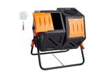 Vevor Bidone Per Compostaggio Tumbler 140 L, Composter A Tamburo Compostiera Rotante A Doppia Camera 785 X 605 X 795 Mm, Bidone Per Compost Da Giardino Caricabile Da 40 Kg, Guanti Inclusi