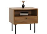 Comodino HWC-N78, Comodino, Cassetto, Stile Scandinavo Metallo Legno Melamina Mvg 50X40X50Cm ~ Naturale