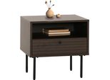 Comodino HWC-N78, Comodino, Cassetto, Stile Scandinavo Metallo Legno Melamina Mvg 50X40X50Cm ~ Marrone Scuro