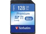 VERBATIM Speicherkarte Premium U1 SDXC 128GB, schwarz, 128 GB, Speicherkarten