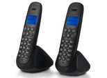 PROFOON Schnurloses DECT-Telefon PDX-320 - DECT-Telefon mit 2 Mobilteilen, schwarz, Stationärtelefone