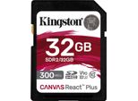 KINGSTON Speicherkarte Canvas React Plus SD 32GB, schwarz, 32 GB, Speicherkarten