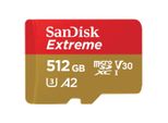 SANDISK Speicherkarte microSDXC Extreme, rot (gold, rot), 512 GB, Speicherkarten