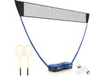Set Da Badminton Con Racchette Costway, Set Da Badminton Portatile Con 2 Volani, Rete Premium, 2 Racchette E Scatola Per Riporre Le Racchette. Supporto Per La Rete