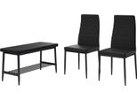 Vicco Panca E Sedia Grand, 85 X 46.5 Cm Set Da 3 Pezzi, Nero