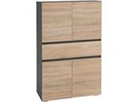 Midischrank Home Affaire "Wisla", Grau (Anthrazit, Eichefarben Sonoma), B:76Cm H:130Cm T:35Cm, Holzwerkstoff, SchräNke, Midischrank, Mit 4 TüRen & 1 Schublade, Breite 76 Cm, HöHe 130 Cm