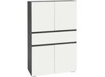 Midischrank Home Affaire "Wisla", Grau (Anthrazit, Weiß), B:76Cm H:130Cm T:35Cm, Holzwerkstoff, SchräNke, Midischrank, Mit 4 TüRen & 1 Schublade, Breite 76 Cm, HöHe 130 Cm