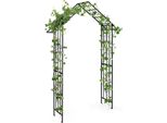 Costway Arco Di Rose In Metallo, Arco Da Giardino, Traliccio Per Rose Con Cima A Forma Di Tetto E 4 Picchetti Per Il Terreno, Traliccio Ausiliario Per Arrampicata, Arco Per Arrampicata 140X40X223Cm