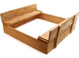 Sabbiera Con Copertura 2 Panche 98 X 98 X 18 Cm, Sabbiera In Legno Con Panche Pieghevoli, Sabbiera Con Copertura, Sabbiera Con Base In Pile