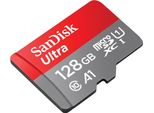 SANDISK Speicherkarte Ultra microSDXC, grau (grau, rot), 128 GB, Speicherkarten