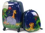 Costway 2 Pezzi Valigia Per Bambini + Zaino Set Di Valigie Per Bambini Valigie Da Viaggio Trolley Per Bambini Navy