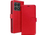 Mayaxess, Custodia A Portafoglio Xiaomi 14T Funzione Stand Con Cinturino, Rosso