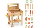 Barbecue Per Bambini Costway Con Accessori Per Barbecue, Barbecue Per Bambini Con Ripiano E Rotelle, 25 Tlg. Set Da Gioco Per Barbecue Per Bambini Dai 3 Anni In Su
