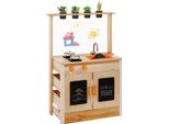 Costway Cucina Per Bambini Cucina Da Esterno, Cucina Da Gioco In Legno Con Vasi Per Piante, Rubinetto, Lavello, Lavagne E Accessori Da Cucina, Cucina Da Esterno Per Bambini 3+