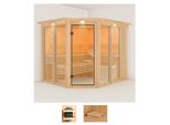 Sauna KARIBU Anike 3, beige (naturbelassen), ohne Ofen, (ohne Ofen), Saunen, ohne Ofen