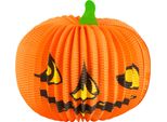 Zucca Lanterna Decorazione Di Halloween Arancio-Verde 36 Cm - Taglia Unica