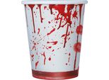 Bloody Cup Horror Bicchiere Di Carta 6 Pezzi Rosso-Bianco 266Ml - Taglia Unica