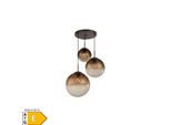 LED Hängeleuchte, Glas, 3 Kugeln, braun, H 120 cm