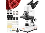 Vevor Microscopio Binoculare 10X, 25X, Microscopio Composto, Obiettivi 4X, 10X, 40X, 100X, Microscopio Binoculare A Luce Riflessa Da Laboratorio Ingrandimento 40-2500, 100-240 V Microscopio Da Laboratorio Microscopio Composto