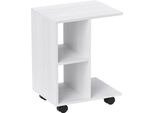Homcom Tavolino A C, Tavolino Con Rotelle, Tavolino, Tavolino Da Divano Portatile, Per Piccoli Spazi, 45 X 35 X 58 Cm, Bianco
