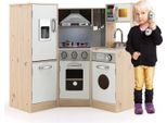 Cucina Angolare Costway Con Suoni E Luci, Cucina Per Bambini In Legno, Incl. Accessori Per Il Gioco, Per Bambini A Partire Dai 3 Anni Di Età