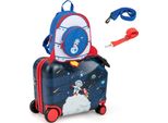 Costway 2 Pezzi Valigia Per Bambini + Zaino, Trolley Per Bambini Da 12"+18"" Con Ruote E Guscio Rigido Impermeabile, Bagagli Per Bambini, Valigia Con Ruote E Zaino Per Bambini E Bambine (Astronauti)"
