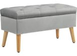 Homcom Panca Con Contenitore, Panca Imbottita Con Coperchio, Panca Letto Con Aspetto Vellutato, Per Corridoio Camera Da Letto Soggiorno, Legno Di Gomma 80 X 35 X 42 Cm Grigio