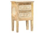 The Living Store Comodino Dipinto A Mano 40×30×60 Cm Legno Massiccio Di Mango