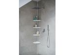 Scaffale Da Bagno Scaffale Telescopico 3 Ripiani Bianco 70-250 Cm Scaffale Angolare Scaffale Da Doccia Scaffale Da Doccia