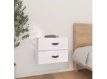 The Living Store Comodino Da Parete Bianco 50X36X40 Cm