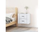 The Living Store Comodino A Parete Bianco Lucido 50X36X47 Cm