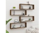 The Living Store Mensole Da Parete 4 Pz. Rovere Fumé 100X15X30 Cm Materiale A Base Di Legno