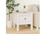 The Living Store Tavolino Bianco 40X40X39 Cm In Legno Di Pino Massiccio