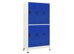 The Living Store Armadietto Grigio E Blu 90X45X180 Cm In Acciaio