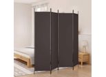 The Living Store 4 Pz. Paravento Marrone 200X200 Cm Tessuto