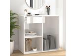 The Living Store Armadio Per Cosmetici Bianco Lucido 80X40X75 Cm Materiale A Base Di Legno