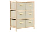The Living Store Cassettiera In Vimini Con 6 Cesti In Tessuto Legno Di Cedro Beige