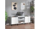 The Living Store Armadio A Pannello Bianco Lucido 121X38X48 Cm Materiale A Base Di Legno