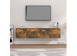 The Living Store Armadi A Muro 2 Pz. Rovere Fumé 80X35X36,5 Cm Materiale In Legno