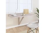 The Living Store Tavolo Pieghevole A Parete Grigio Cemento 100X60X56 Cm Materiale Legno