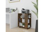 The Living Store Armadio A Rotelle In Rovere Fumé 60X35X75 Cm Materiale In Legno