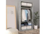The Living Store Armadio Grigio Cemento 100X50X200 Cm Materiale A Base Di Legno