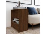 The Living Store Tavolino Marrone Effetto Rovere 50X26X50 Cm Materiale A Base Di Legno