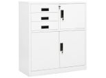 The Living Store Armadio Da Ufficio Bianco 90X40X102 Cm In Acciaio