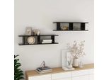 The Living Store Mensole Da Parete 2 Pezzi Nere 90X18X20 Cm In Legno