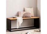 Finebuy Panca In Legno Massiccio Di Acacia / Aspetto Pietra 120X45X35 Cm Panca Per Corridoio Con Struttura In Metallo Panca Per Letto Camera Da Letto Piccola Panca Per Armadio Panca Per Sala Da Pranzo