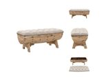 Vidaxl Panca Portaoggetti In Legno Massiccio E Tessuto 103 X 51 X 44 Cm - Panche Per Cassapanche E Corridoi