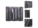 Vidaxl Divisorio Pieghevole 228 X 170 Cm Piume Bianco-Nero - Divisorio Per Ambienti